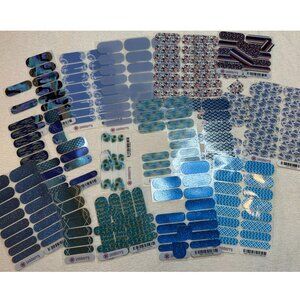 💅Hard to Find Jamberry Nail Wrap Lot (16) Full or Partial Sets, Blues/Teals💅